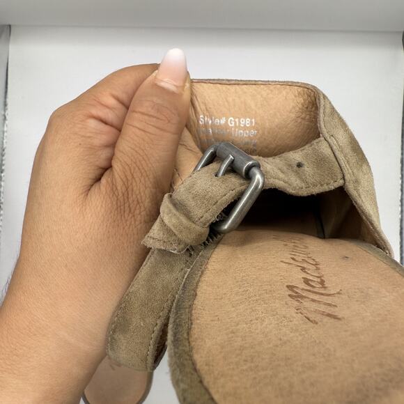 Madewell Suede Peep Toe Slingback Block Heel Sandals Womens Sz 8 Taupe - Picture 12 of 12